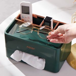 Square shaped Multifunctional tissue storage box