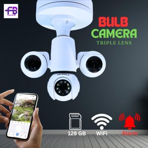 Triple Lens Bulb Camera 360° View