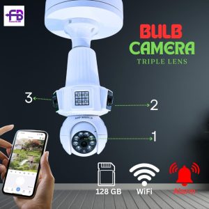 Triple Lens 4 Light Bulb Camera 360° View